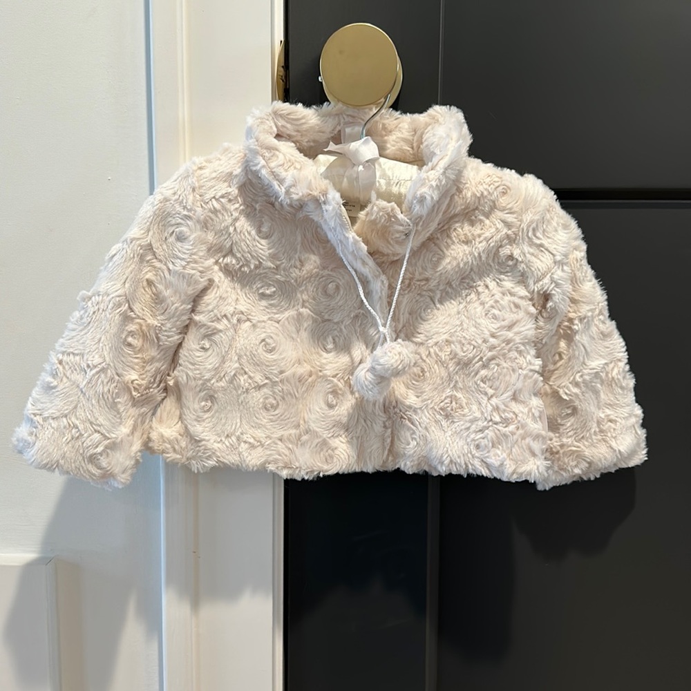 Luli & Me cropped ivory fur 12 months NWT